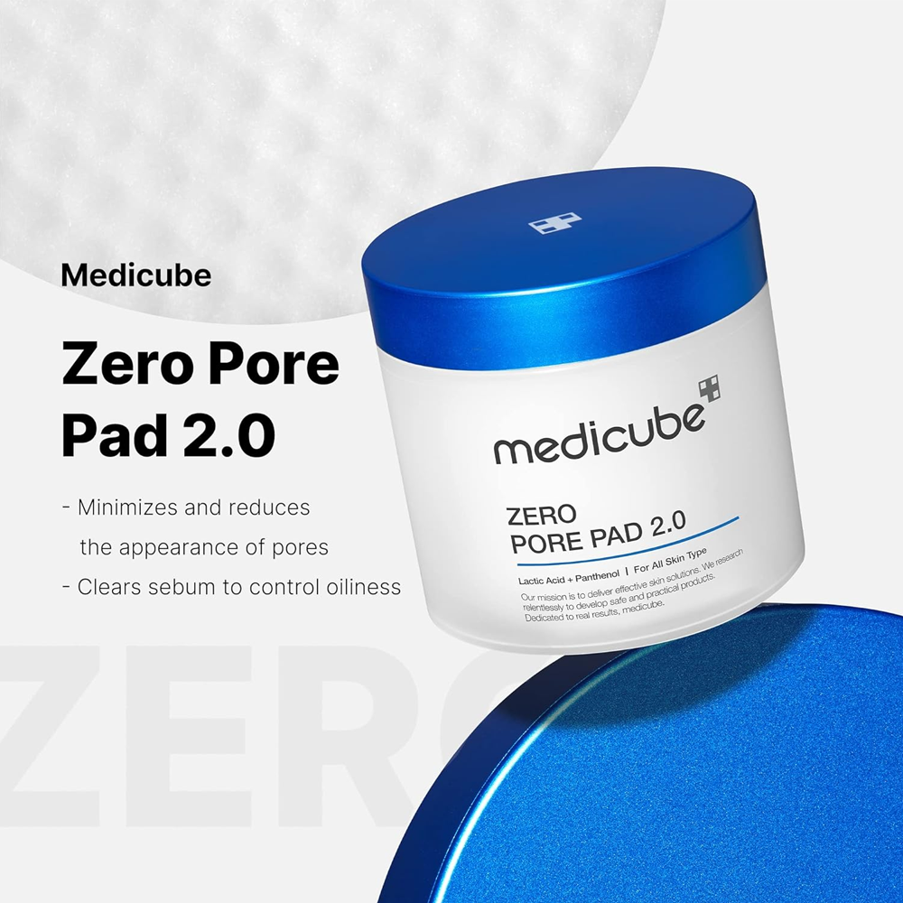 'MEDICUBE Zero Pore Pad 20g' - A travel-friendly container of MEDICUBE Zero Pore Pad 2.0, containing 70 pads to help improve skin pores.