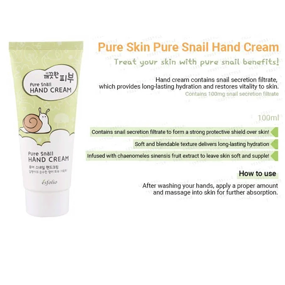 (NEWA) esfolio Pure Skin Pure Snail Hand Cream 100ml - DODOSKIN