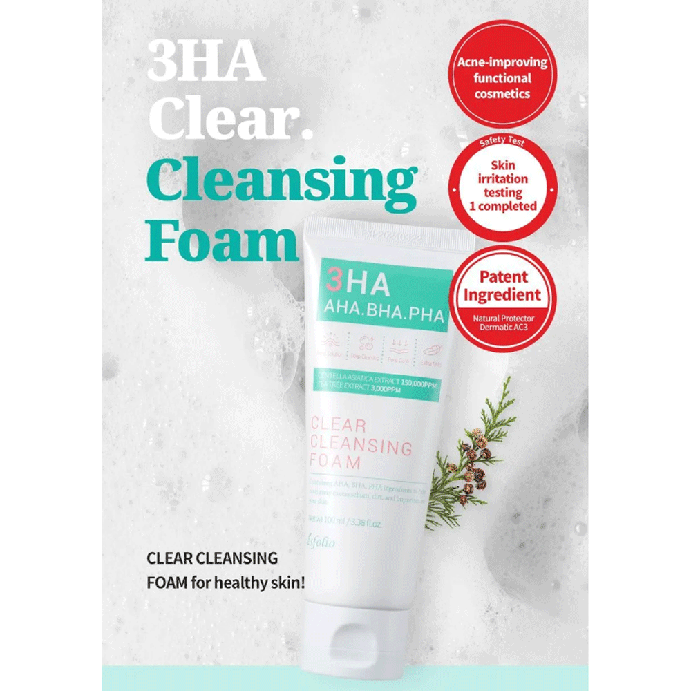 esfolio 3HA Clear Cleansing Foam 100ml - DODOSKIN