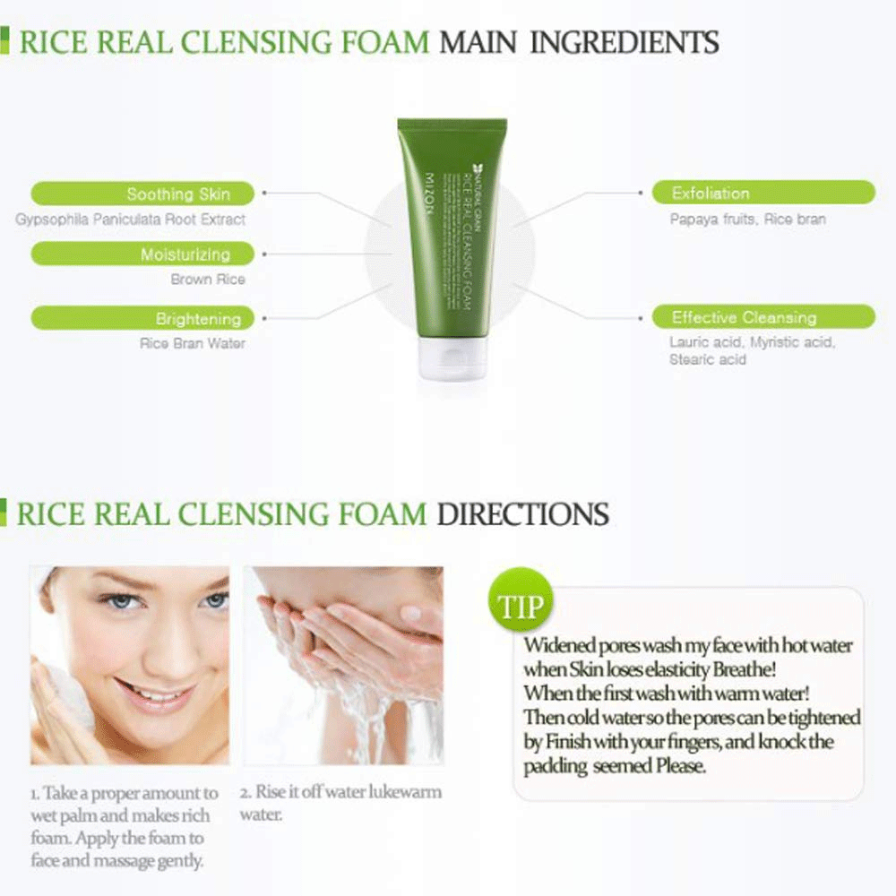 MIZON Rice Real Cleansing Foam 150ml - DODOSKIN