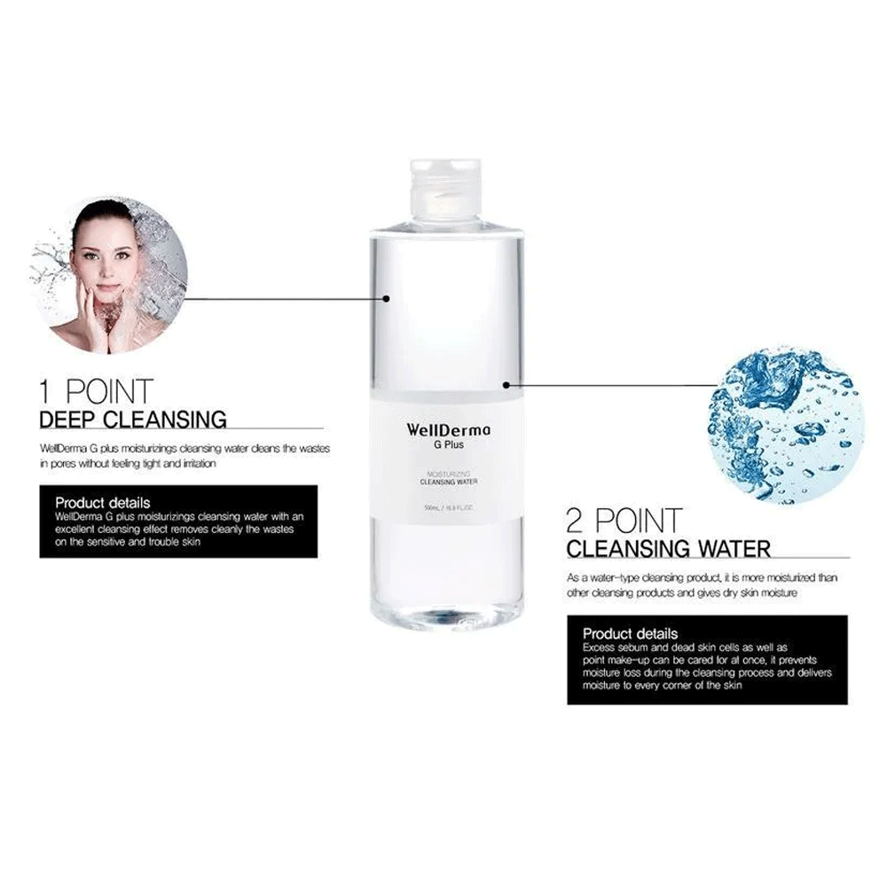 (NEWA) WellDerma G Plus Moisturizing Cleansing Water 500ml - DODOSKIN