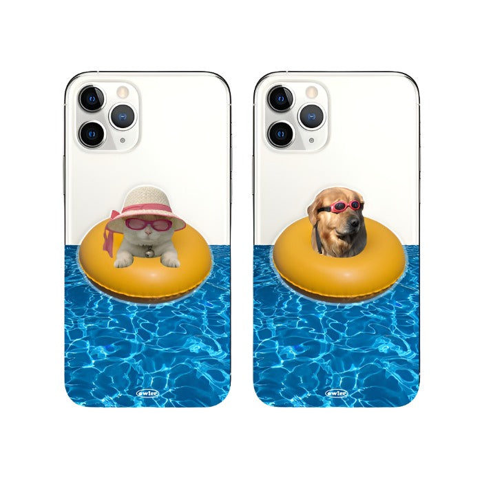 Inflatable Dog Cat Smart Talk Set Summer Vacation Swimming Pool Iphone Case (Iphone Case + Smart Talk)