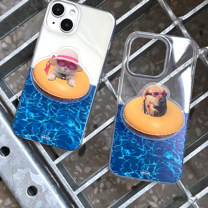 Inflatable Dog Cat Smart Talk Set Summer Vacation Swimming Pool Iphone Case (Iphone Case + Smart Talk)