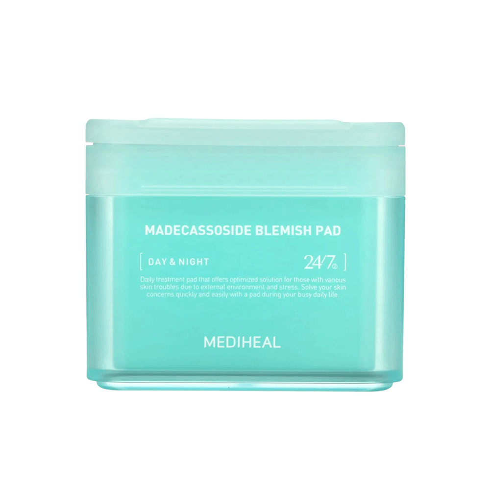 MEDIHEAL Madecassoside Blemish Pad, 100 pads, for gentle exfoliation and blemish control.
