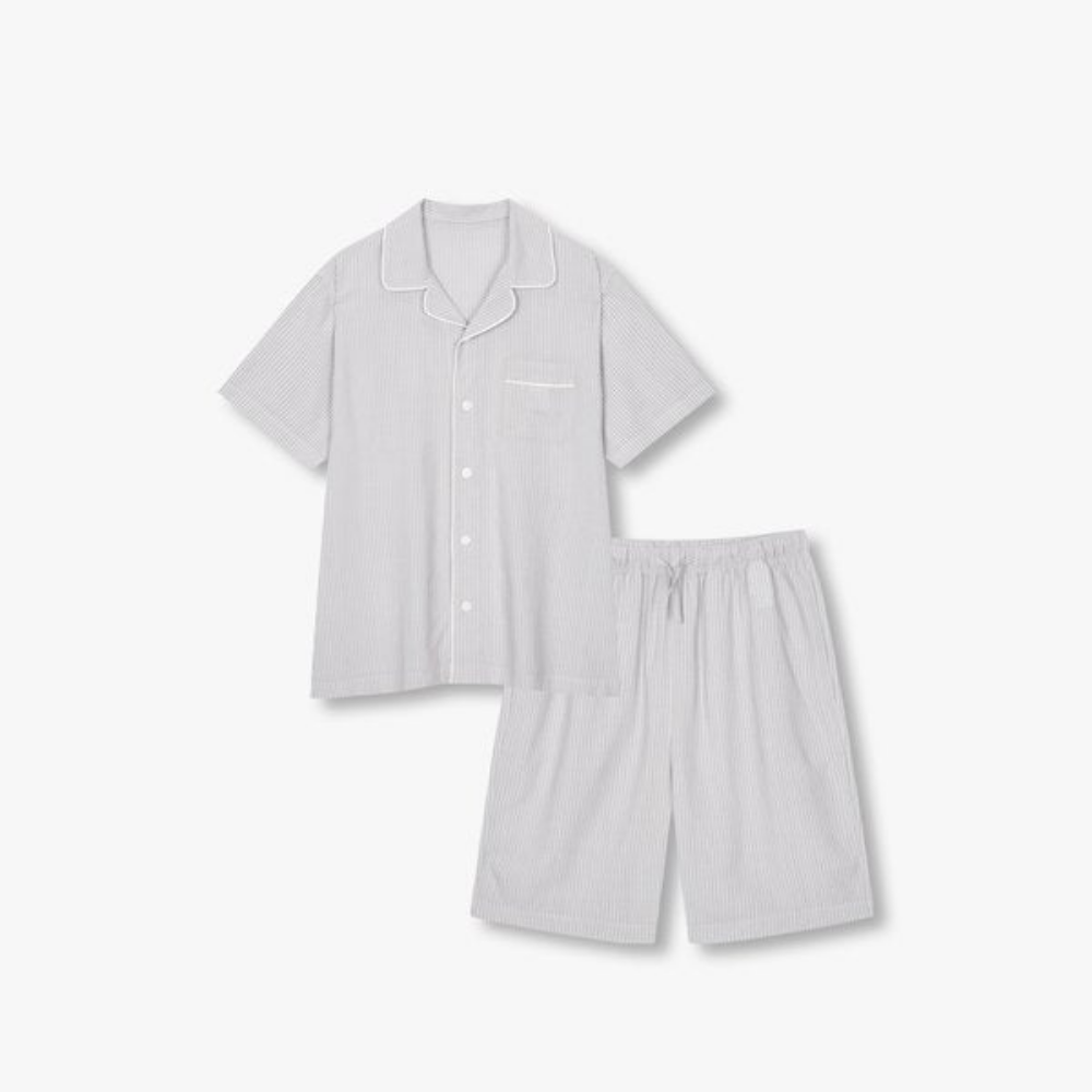 DODO PARTNERS Men's Rayon Stripe Mid-Length Pajama Set (3 Colors) | DODO SKIN