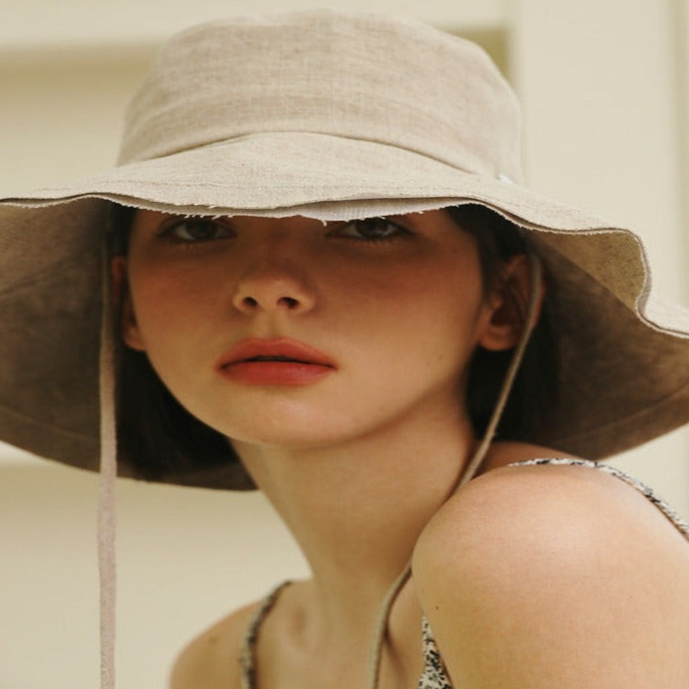 Linen Wide Strap Bucket Hat-4Color