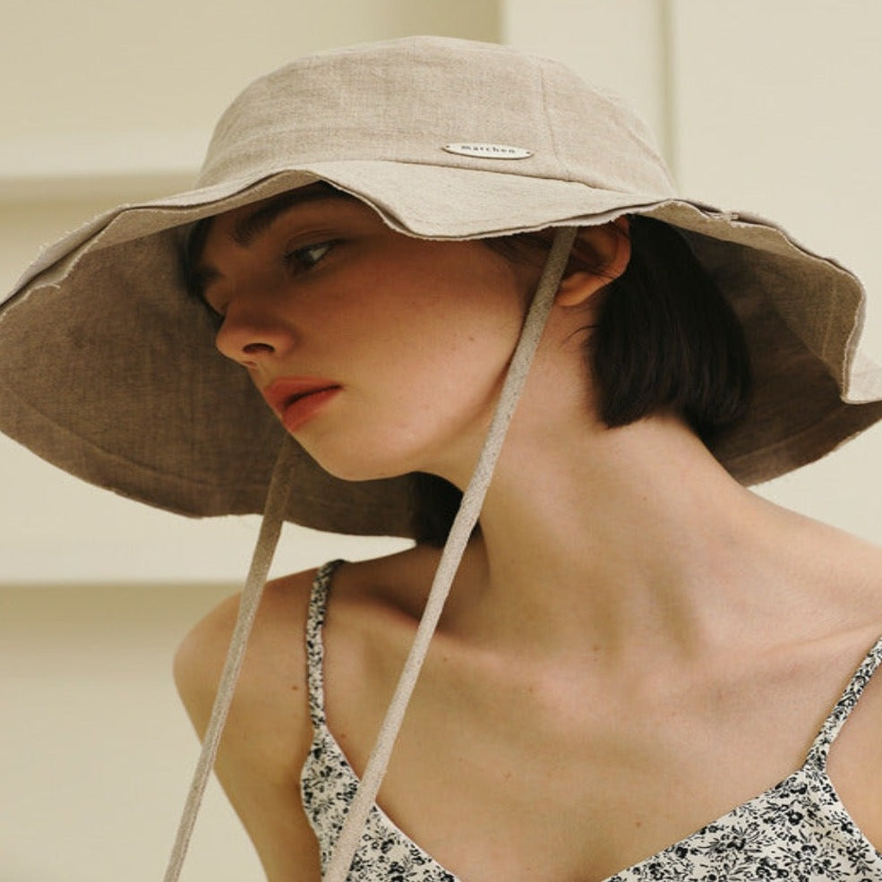 Linen Wide Strap Bucket Hat-4Color