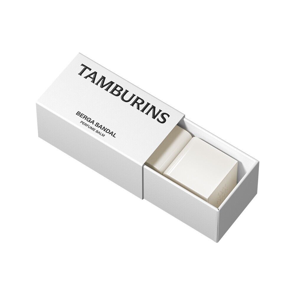 TAMBURINS Perfume Balm Berga Sandal 6.5g - a 6.5g scented balm in a chic container, perfect for carrying in your purse.