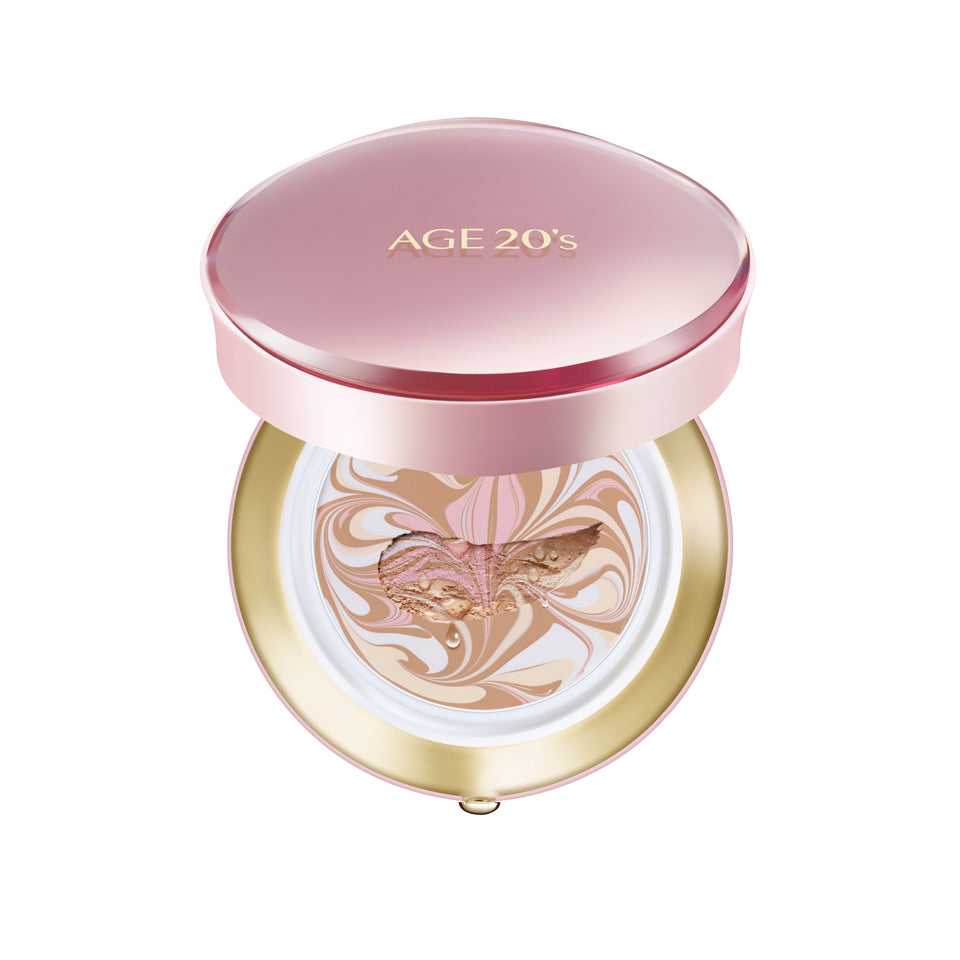 AGE20's Signature Essence Cover Pact Master Moisture 14g Original + Refill - a compact makeup product with the description 'ageza' repeated multiple times.