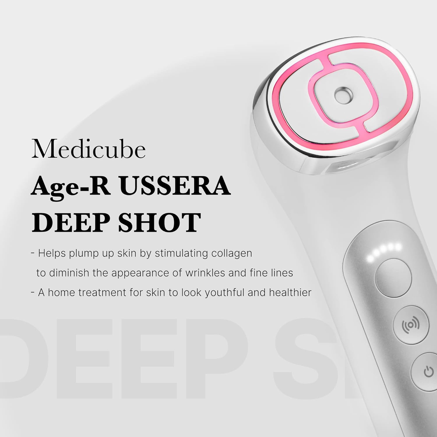 A depiction of Medicube AGE-R Ussera Deep Shot, a skincare remedy formulated to combat aging effects.