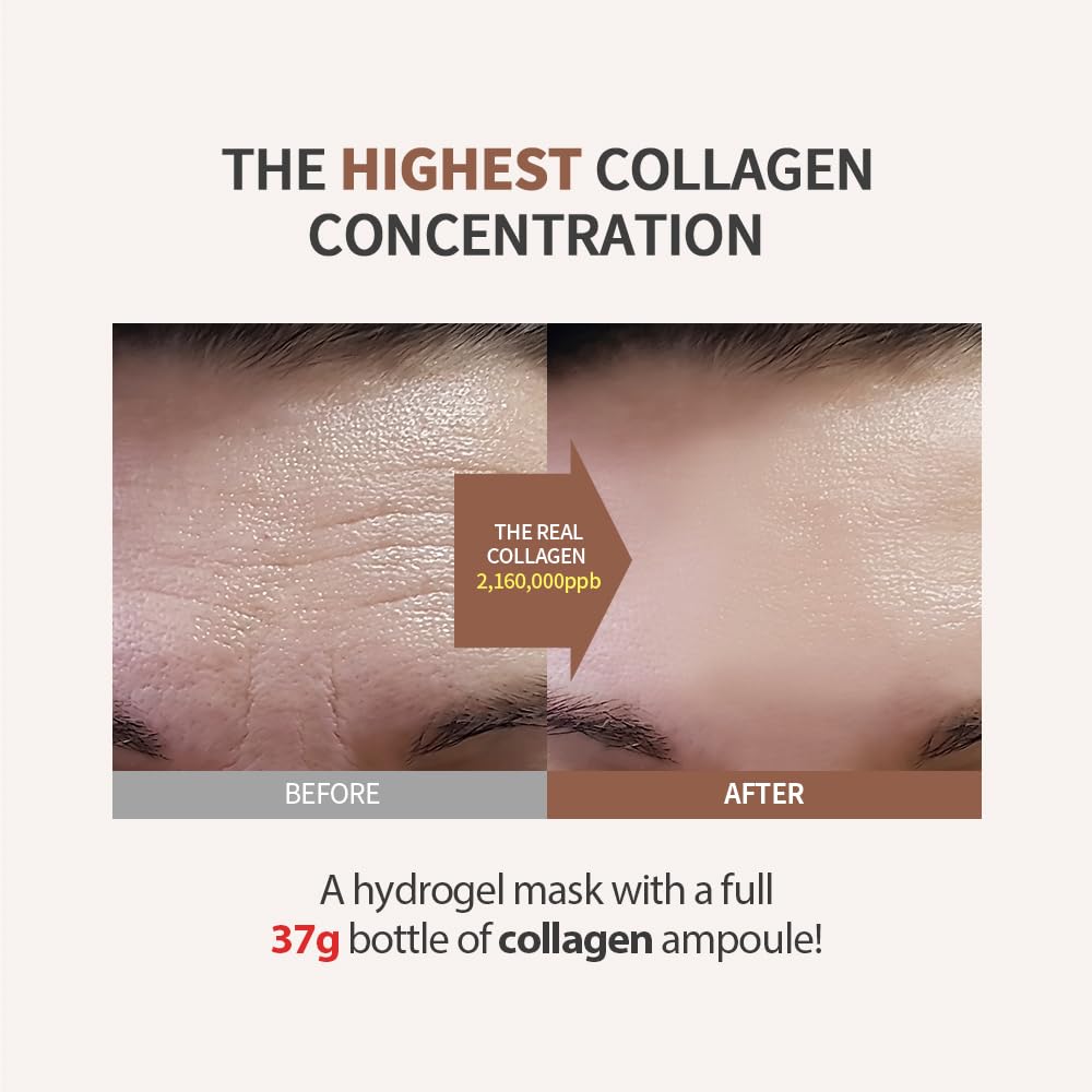 a woman's face with the words the highest collagen concentration