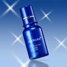 a blue bottle of skin care on a blue background