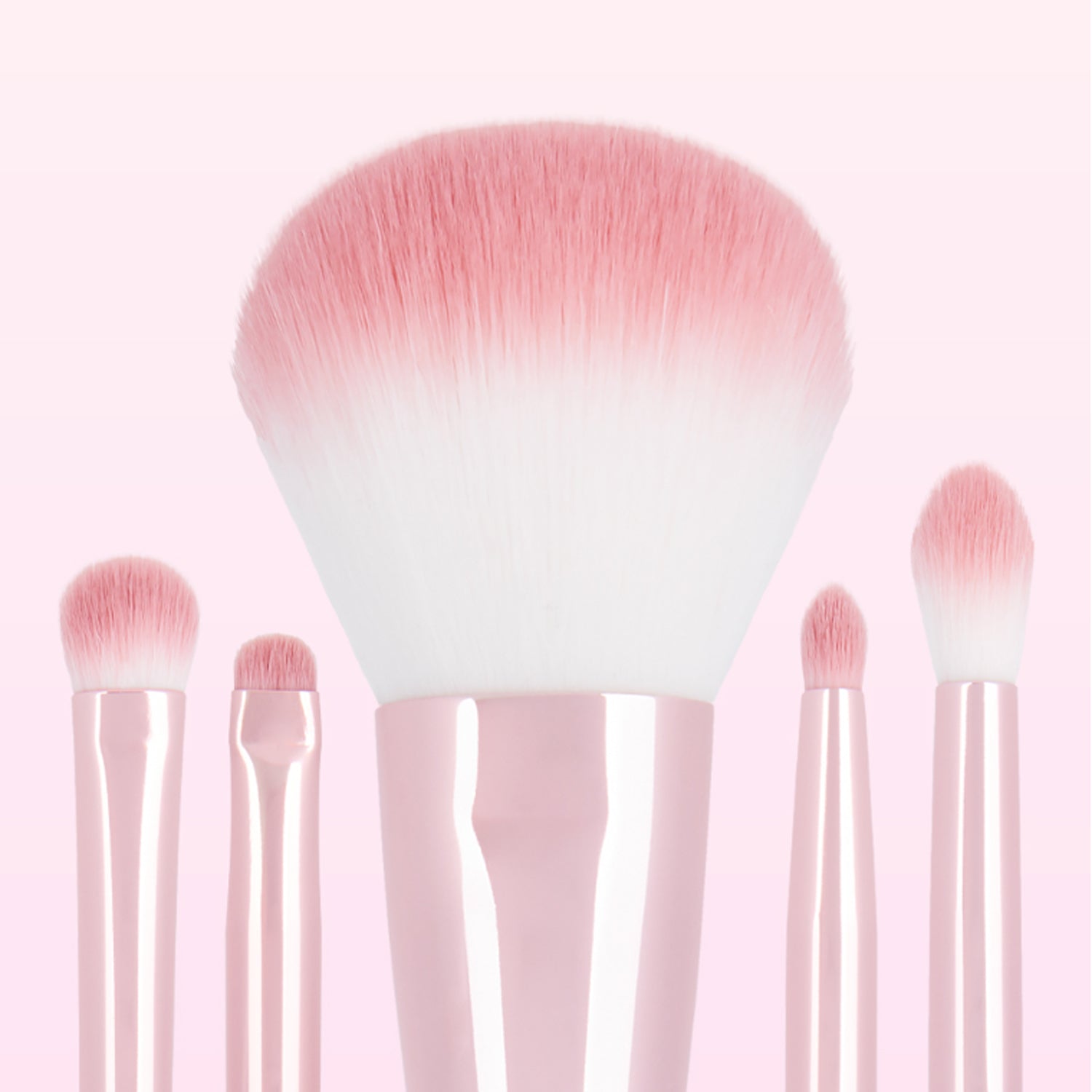 Coringco Pink Roll Makeup Brush Set 6pcs