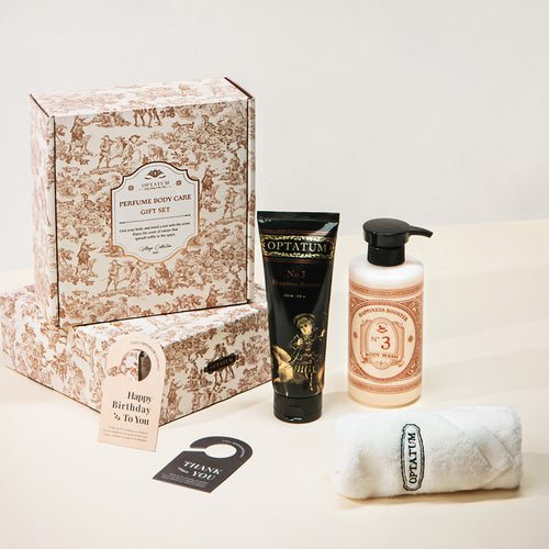 Optatum [Village Collection] Body care 3-piece gift set (wash + lotion + towel + diffuser card)