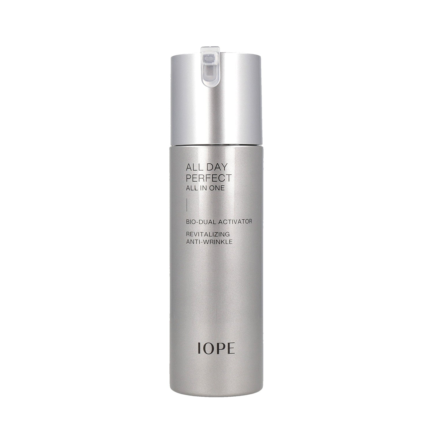 IOPE Men All Day Perfect All In One 120ml serum bottle with blue label and pump dispenser.