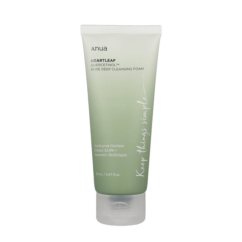 Anua Heartleaf Quercetinol Pore Deep Cleansing Foam in a 150ml bottle for effective pore cleansing.