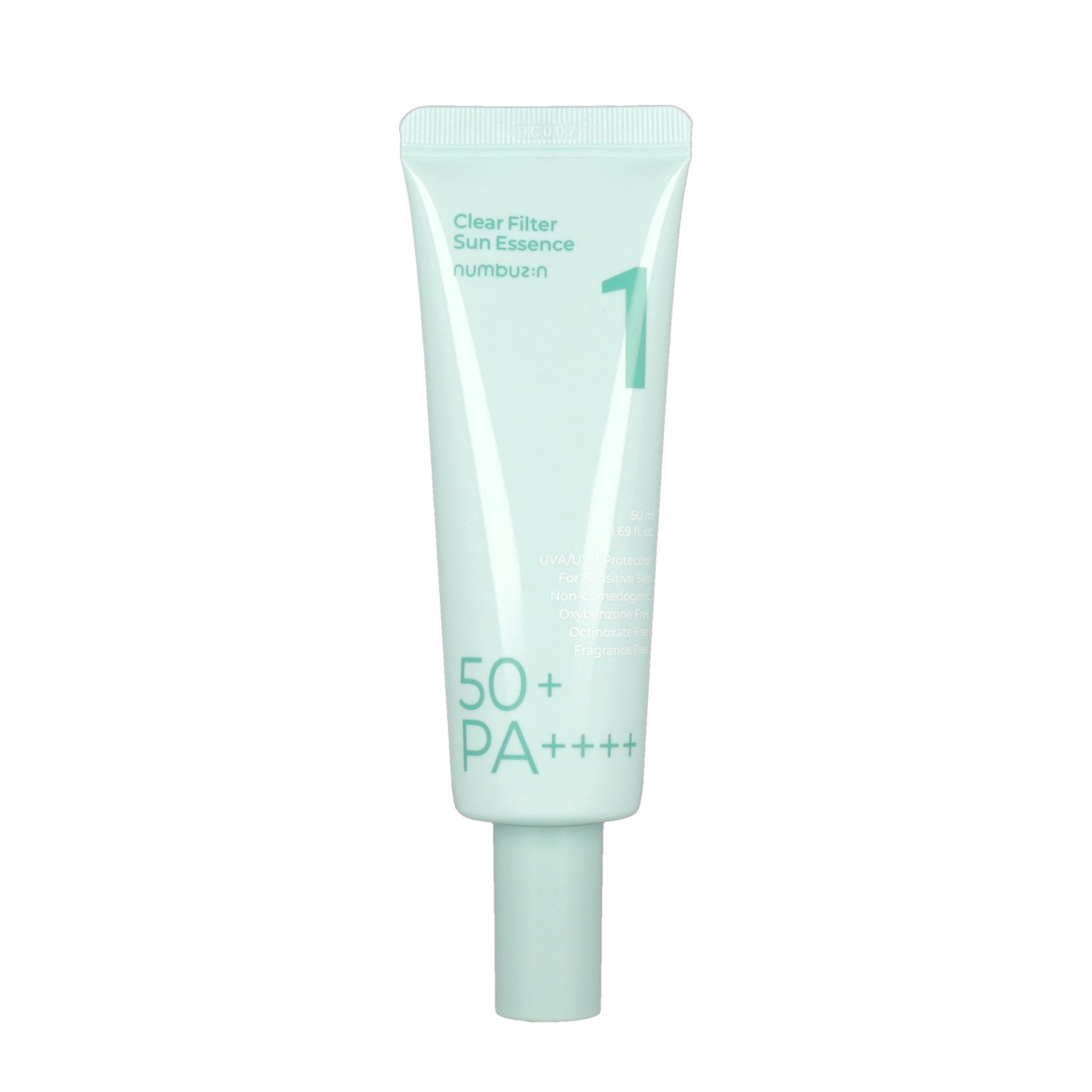 Numbuzin No.1 Clear Filter Sun Essence 50ml SPF50+ PA++++ bottle on white background.
