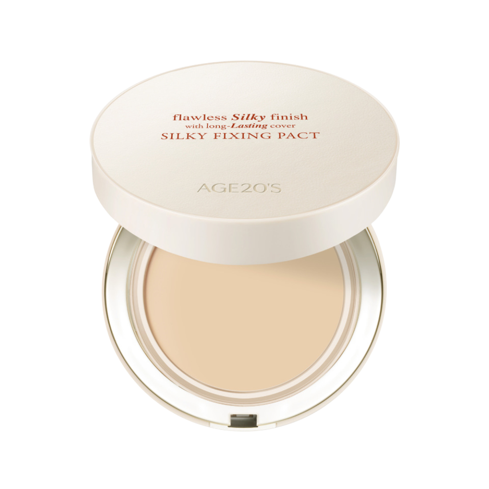 AGE20's Silky Fixing Pact SPF50+ PA++++ 14g, a versatile powder providing high sun protection and a refined, silky appearance.