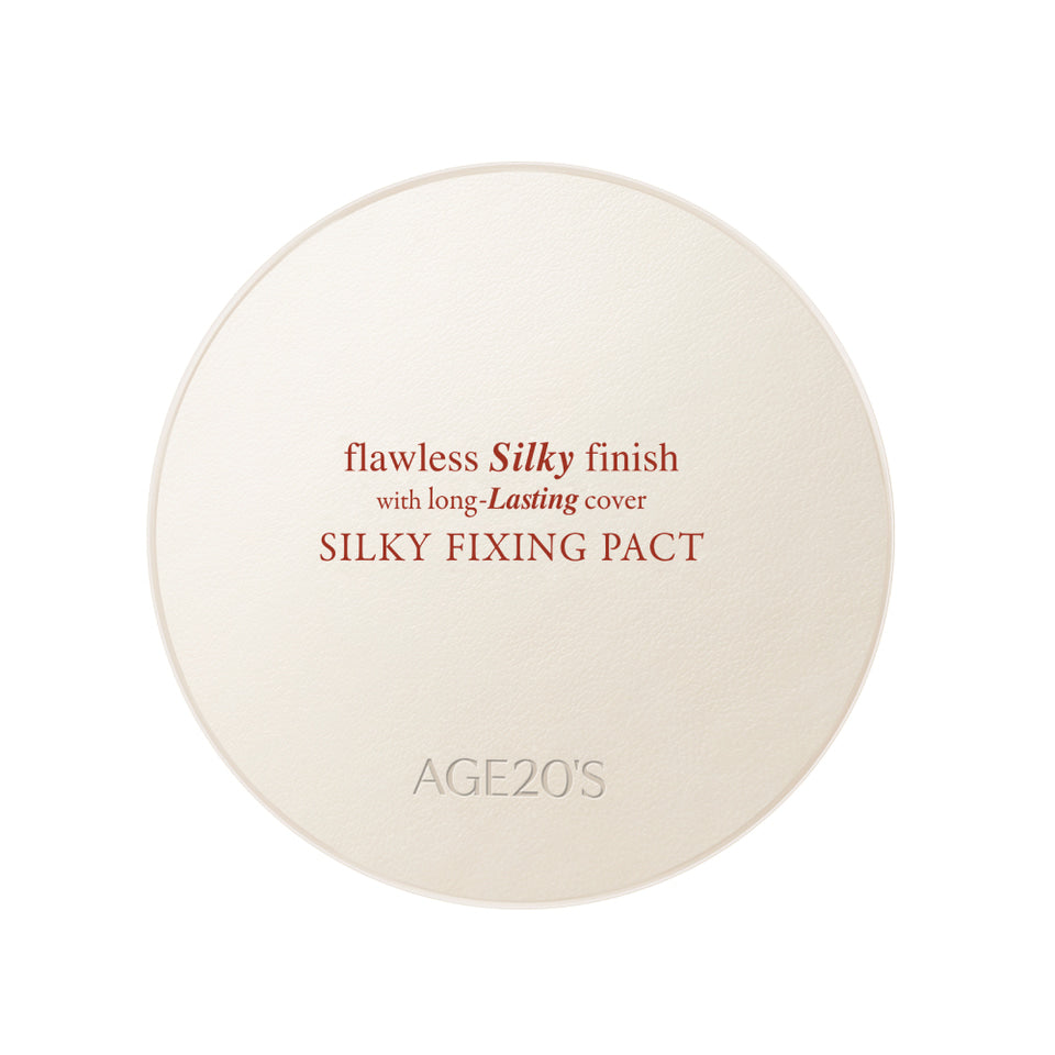 AGE20's Silky Fixing Pact SPF50+ PA++++ 14g combines a silky feel with SPF protection, ideal for touch-ups and sun defense.