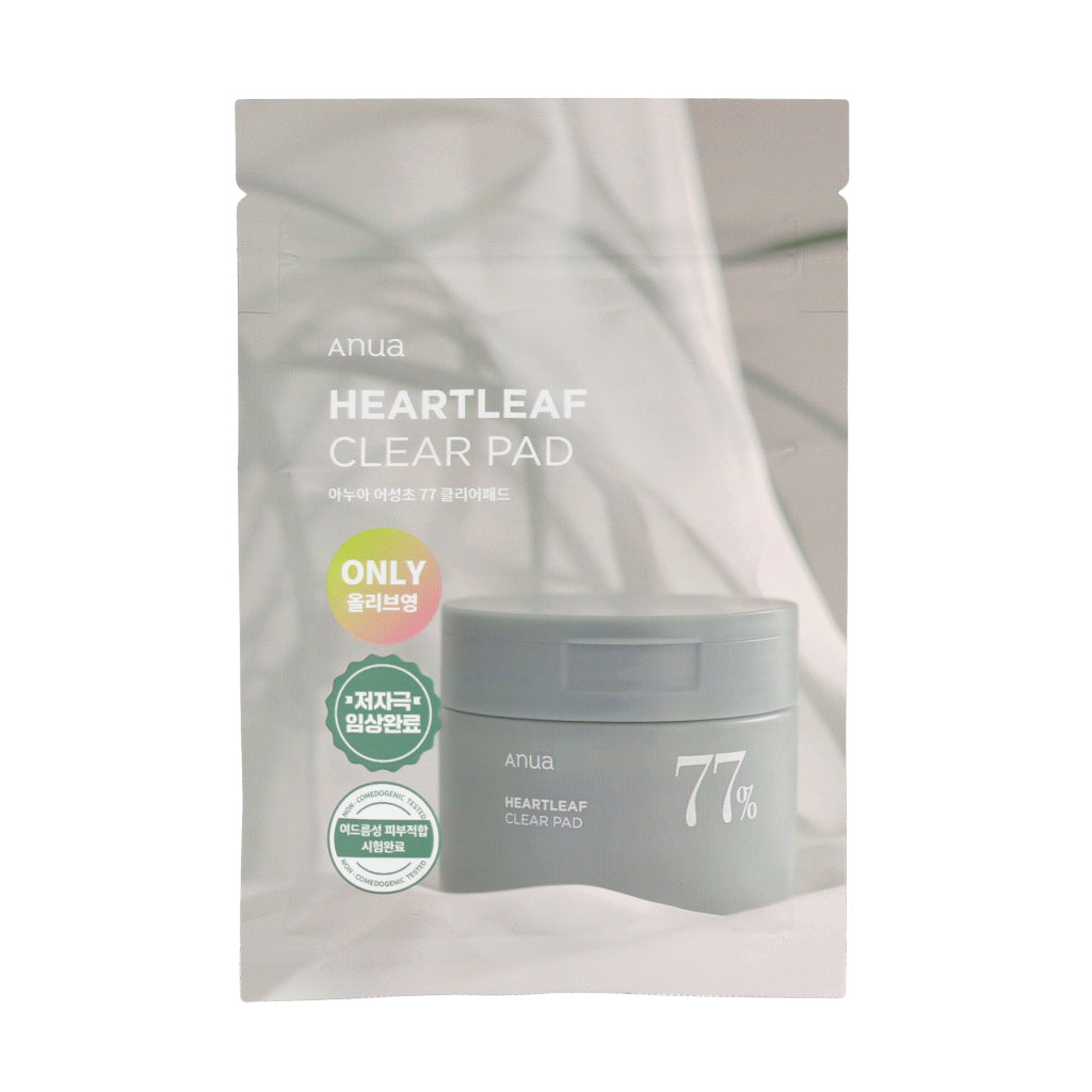 ANUA Heartleaf 77% Clear Pad 70 Sheets 160g - Contains 77% Houttuynia Cordata extract, known for its soothing, anti-inflammatory, and antibacterial properties.