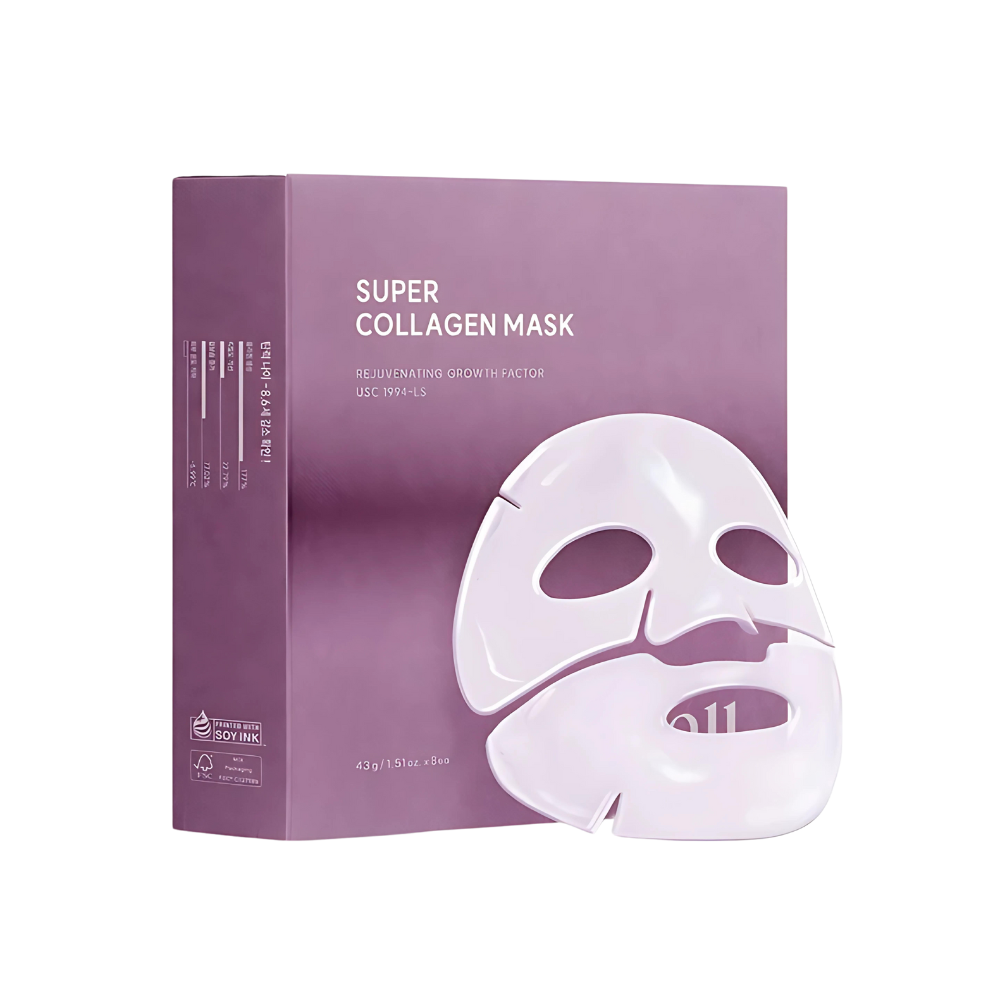 AROCELL Super Collagen Mask pack containing eight individual masks designed to enhance skin hydration and elasticity.