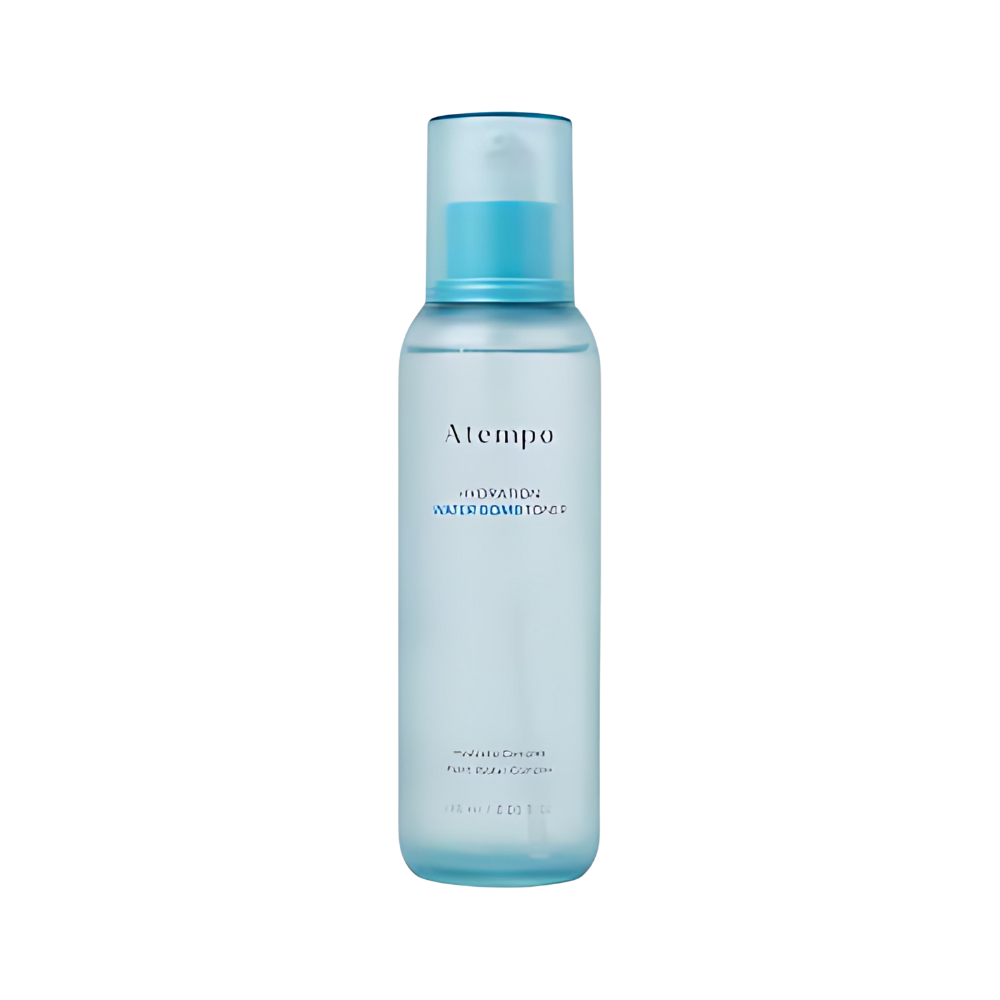 ATEMPO Hydration Water Bomb Toner 180ml bottle, designed for deep hydration and skin nourishment, featuring a sleek design.