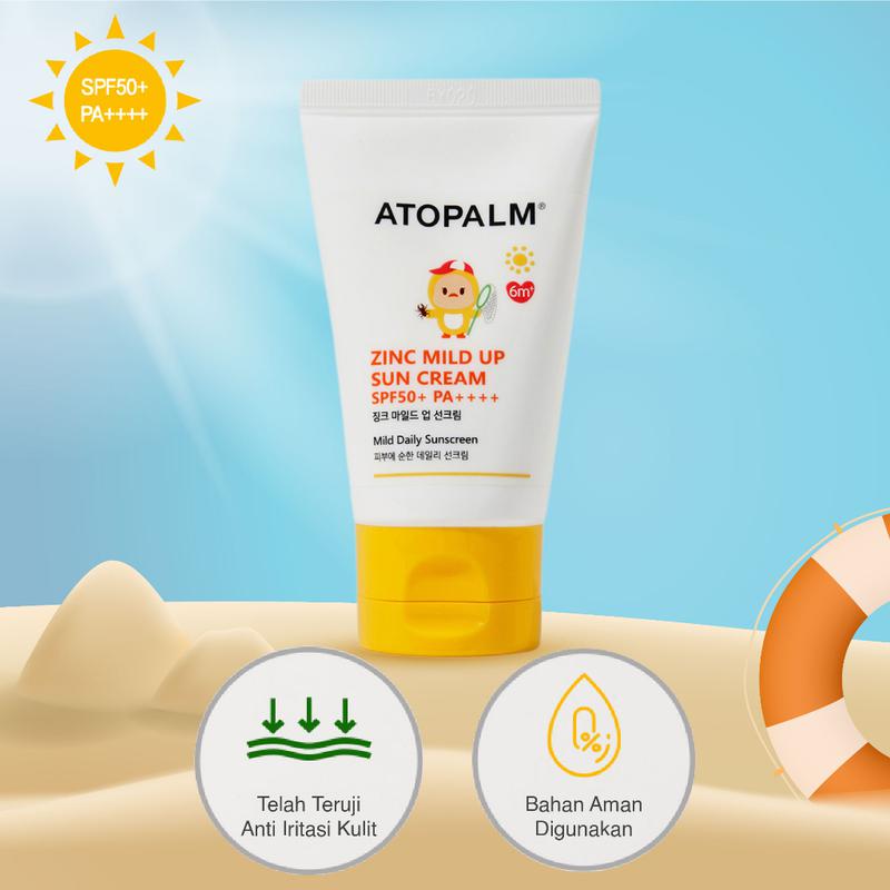 ATOPALM Zinc Mild Up Sun Cream SPF50+ PA++++ 65g tube on special offer.
