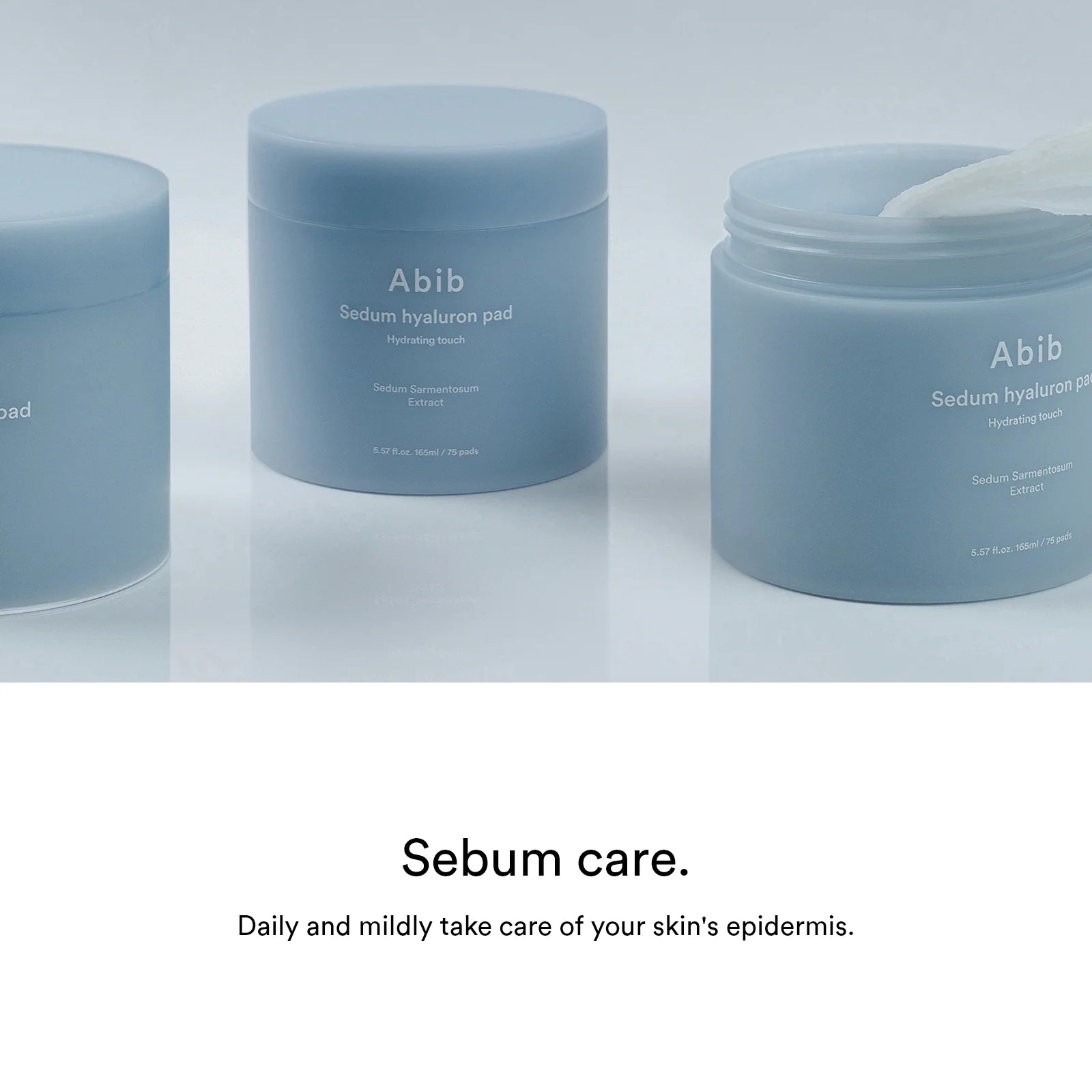 Abib Sedum Hyaluron Pad Hydrating Touch 165ml*75 Pads: A 165ml pack of 75 pads infused with Sedum Hyaluron for moisturizing and refreshing the skin.