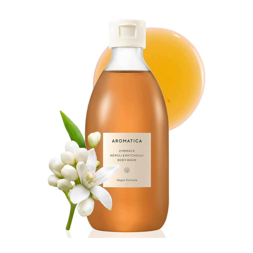 500ml Aromatica Embrace Body Wash/Lotion featuring Neroli & Patchouli, ideal for a luxurious and fragrant bathing routine.