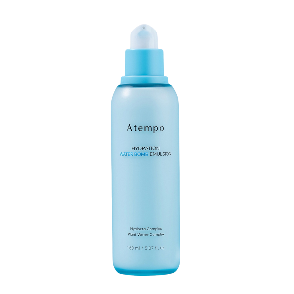 Atempo Hydration Water Bomb Emulsion 150ml, a lightweight moisturizer designed to deeply hydrate and refresh the skin.