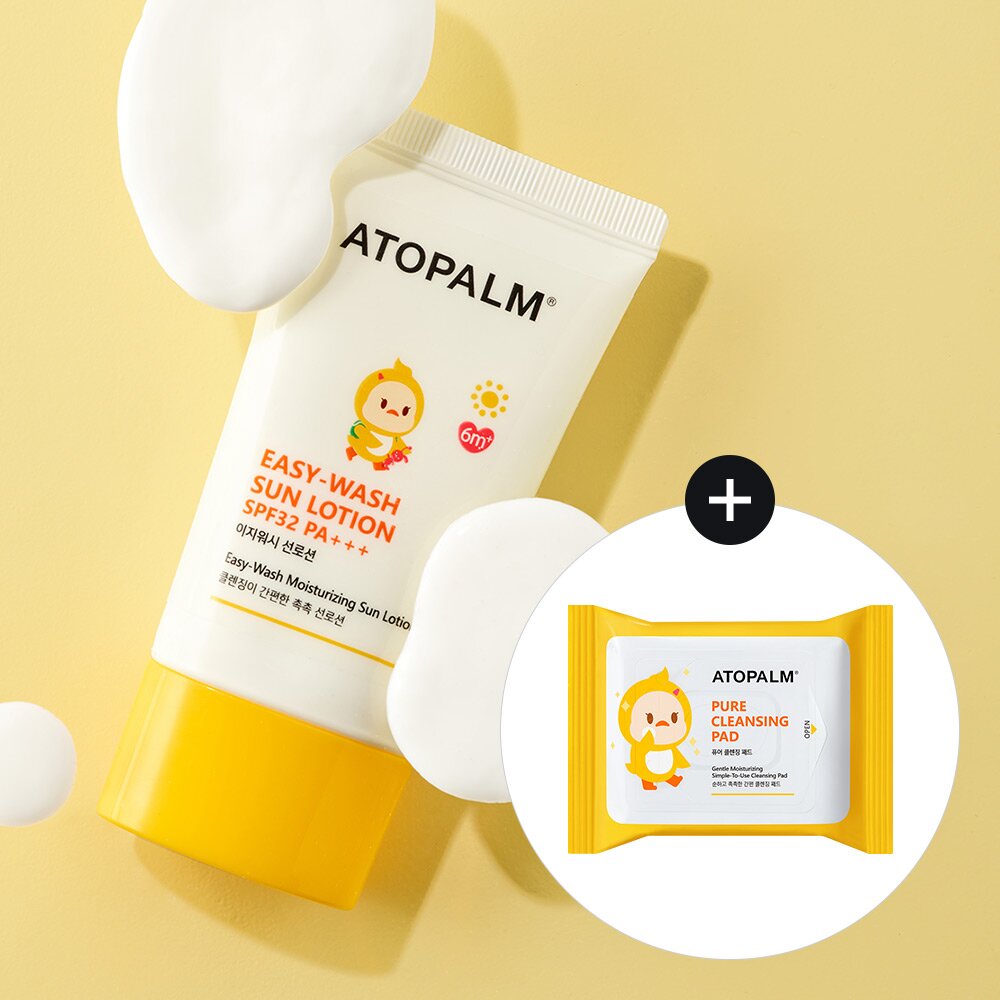Atopalm Easy Wash Sun Lotion 60ml Special Set- includes gentle cleansing and SPF protection, ideal for sensitive skin.