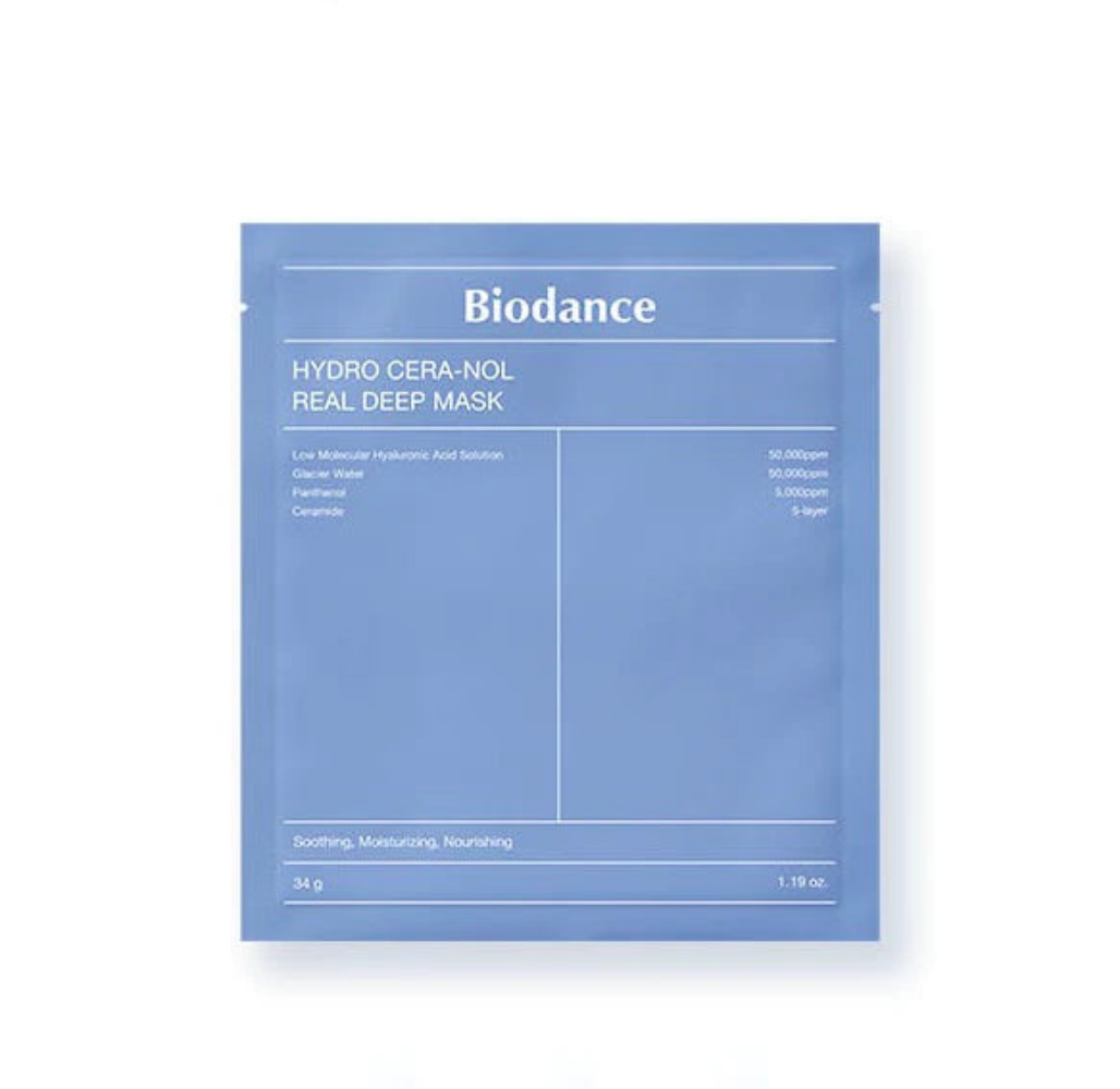 Biodance Hydro Cera-Nol Real Deep Mask Sheet 34g *8ea*: A set of 8 mask sheets designed to deeply hydrate and nourish the skin.