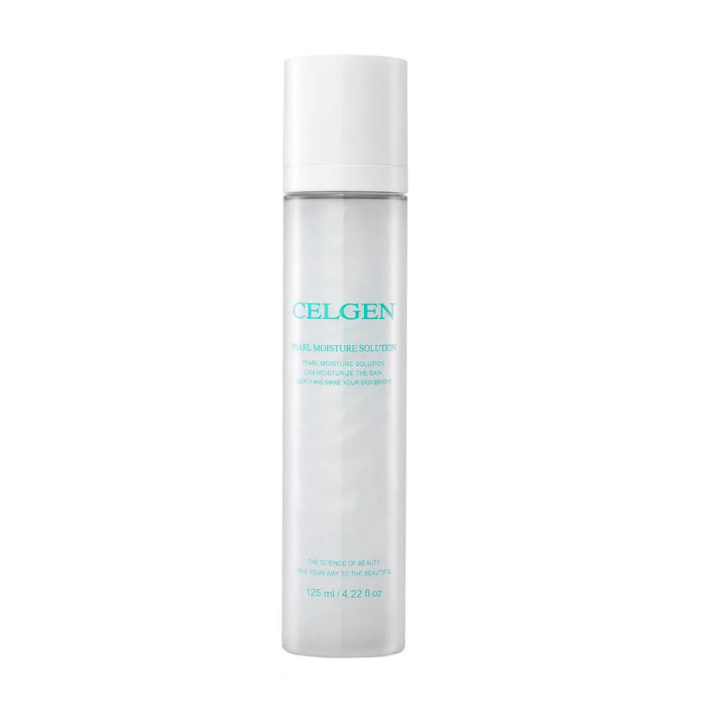 CELGEN Pearl Moisture Solution Mist 145ml is a hydrating facial mist designed to provide instant moisture and refresh your skin