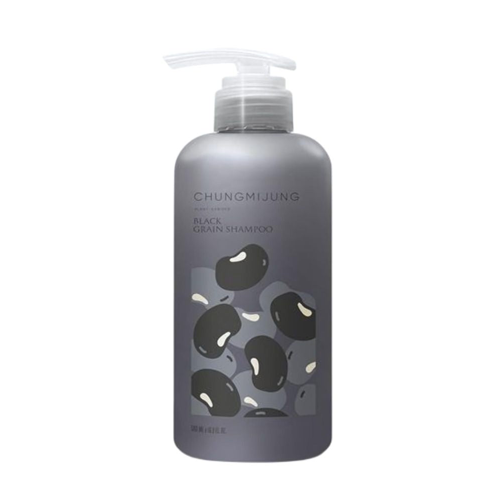 CHUNGMIJUNG Black Grain Shampoo 500ml, a cleansing shampoo infused with black grain extract to nourish and strengthen the hair. This shampoo helps to gently remove impurities while providing essential nutrients to support healthy hair growth. 