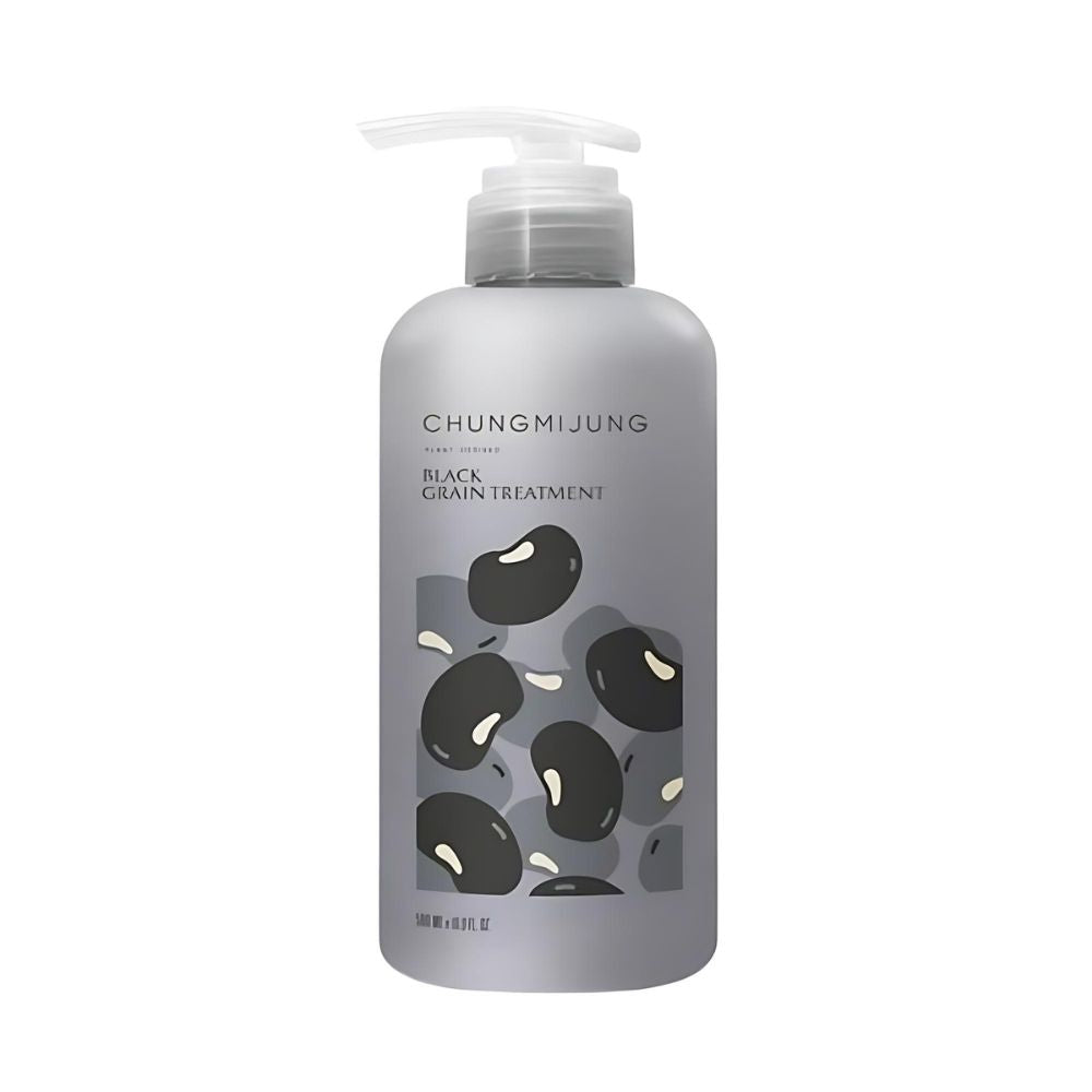 CHUNGMIJUNG Black Grain Treatment 500ml, a revitalizing hair treatment enriched with black grain extract to nourish and strengthen the hair. This treatment deeply hydrates and improves hair elasticity, leaving it smooth, soft, and more manageable.