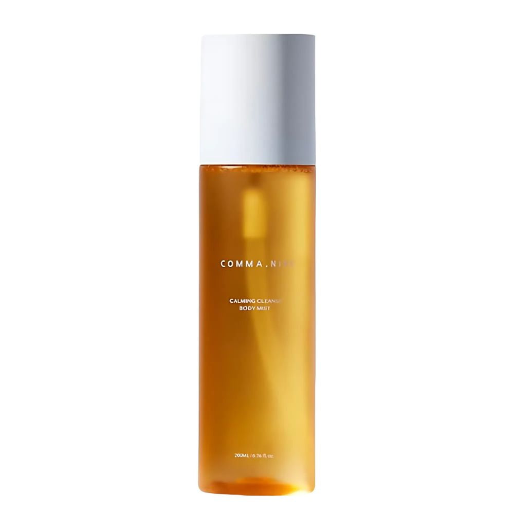 COMMA.NINE Calming Cleanse Body Mist 200ml, a refreshing and soothing body mist formulated to cleanse and calm the skin. 