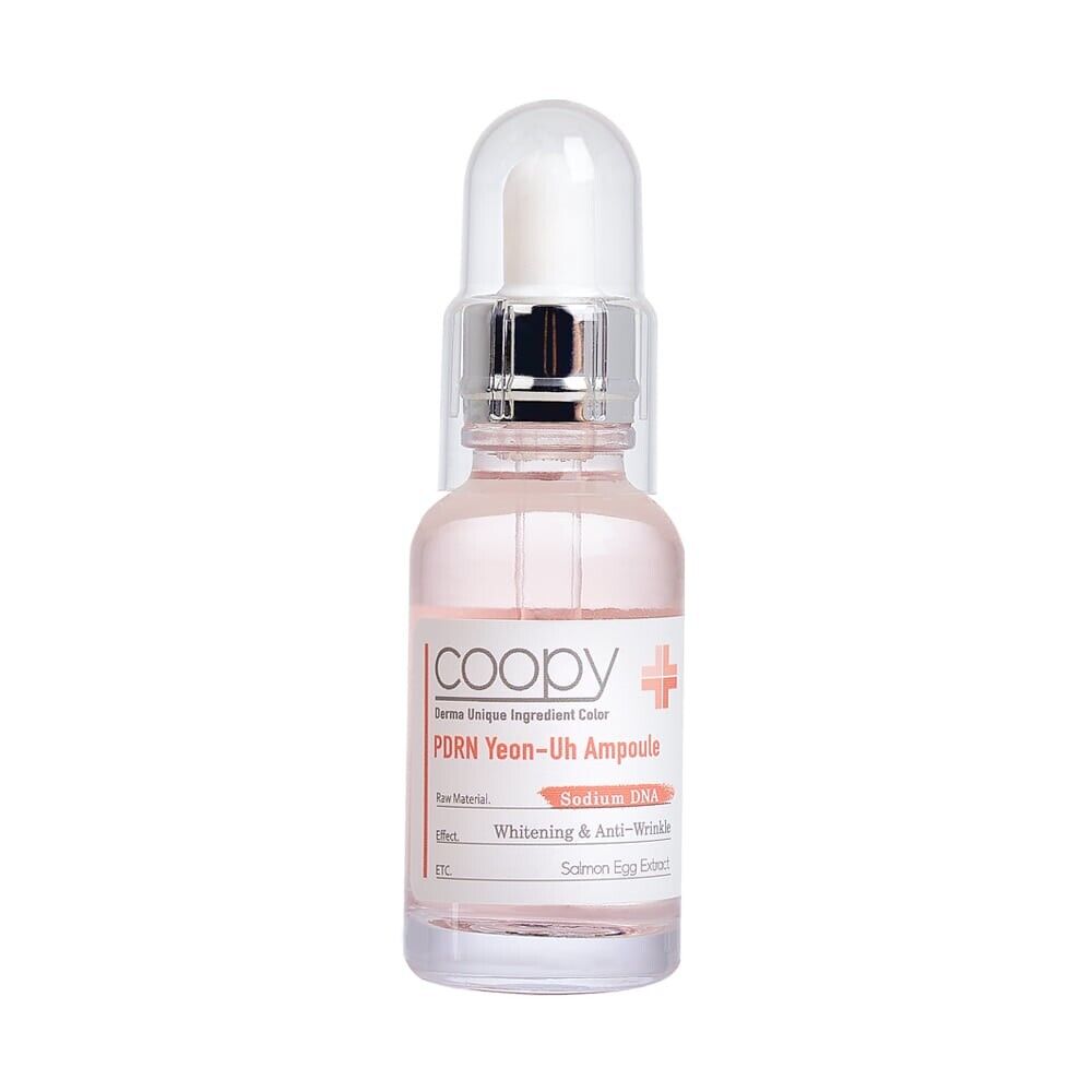 COOPY PDRN Salmon Ampoule 30ml bottle with pink label and silver cap.