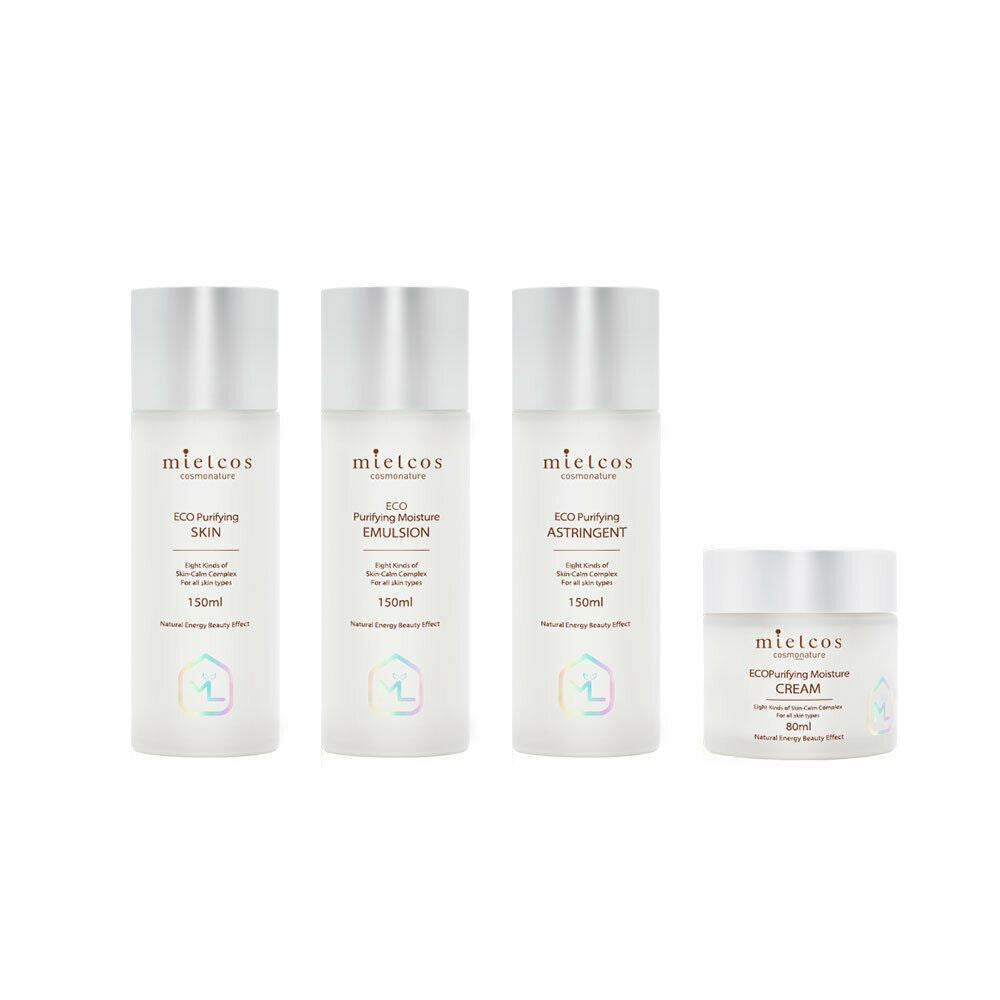 CosmoNature MielCos Eco Purifying Skin Care - 4 types: Cleanser, Toner, Serum, Moisturizer.