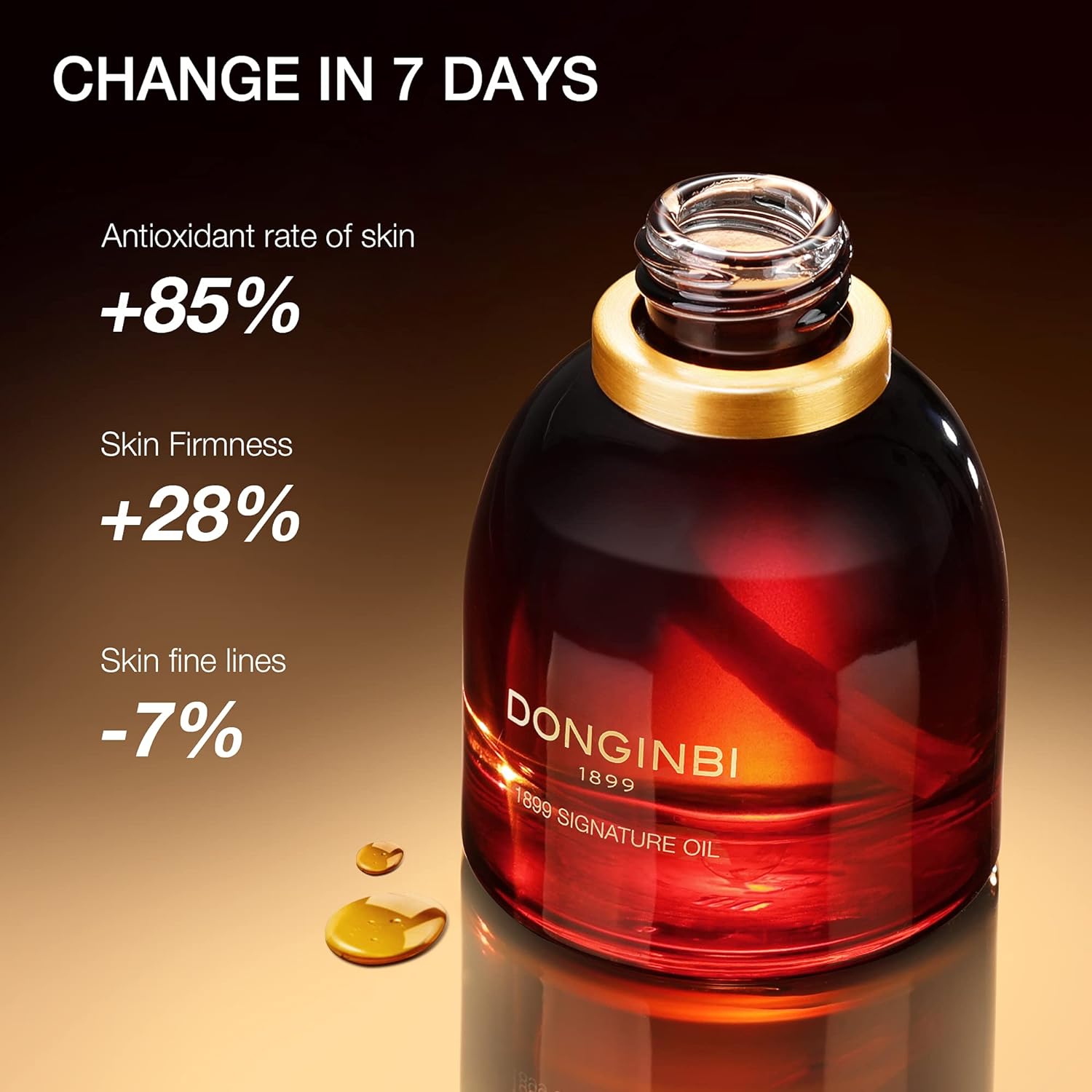 DONGINBI Korean Skin Care 1899 Signature Oil 25g bottle, adorned with elegant gold details.