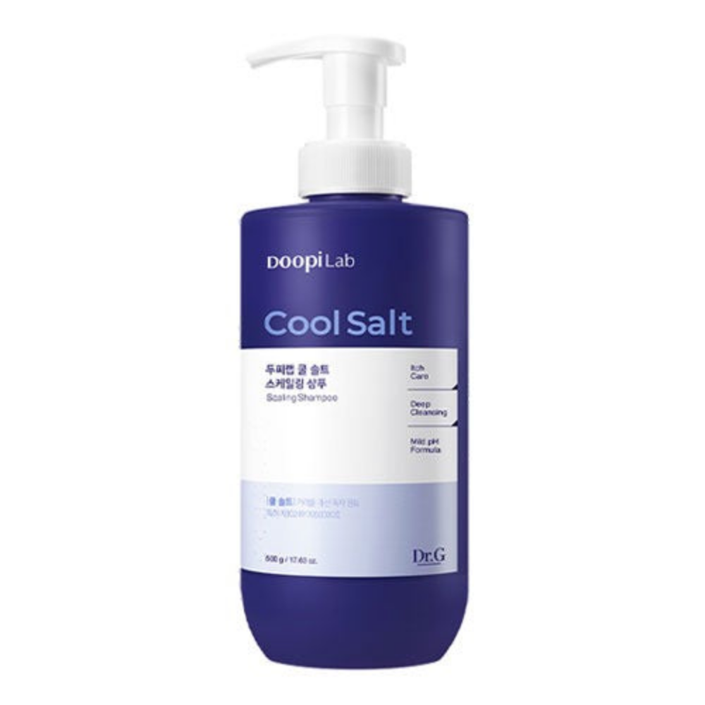 The Dr.G Doopi Lab Cool Salt Scaling Shampoo 500g is a specialized shampoo designed to deeply cleanse the scalp, remove buildup, and refresh the hair with a cooling sensation. 