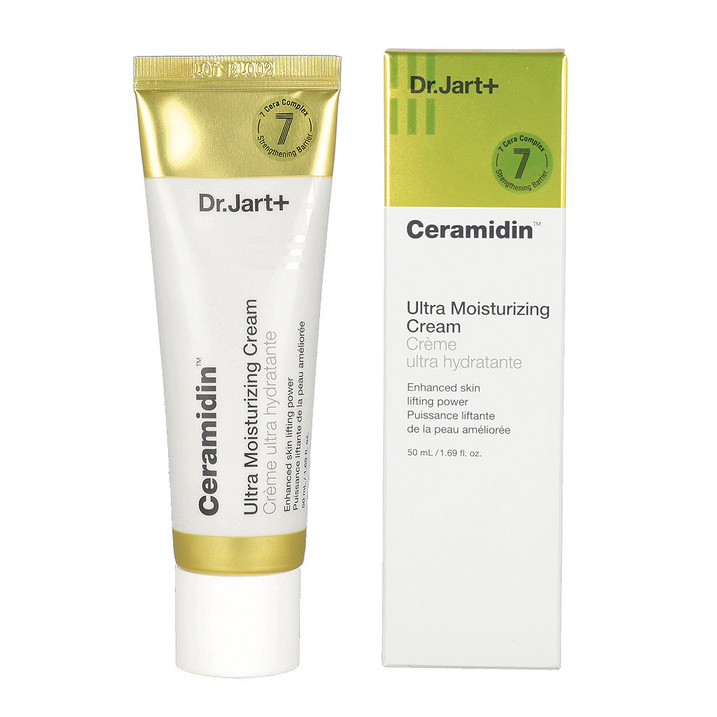 Dr.Jart+ Ceramidin Cream Ultra Moisture Cream 50ml - a white tube of cream with Dr.Jart+ logo, delivers ultra hydration.