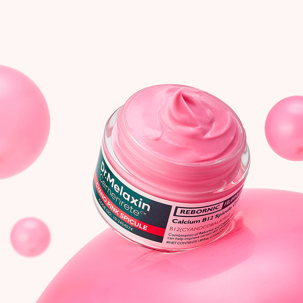 Dr. Melaxin Cyano Pink Spicule Cream, 50ml, in a pink package, formulated to nourish and refresh the skin.