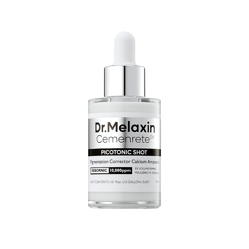 Dr. Melaxin Cemenrete Picotonic Shot, 30ml ampoule for skin pigmentation treatment and brightening effects.