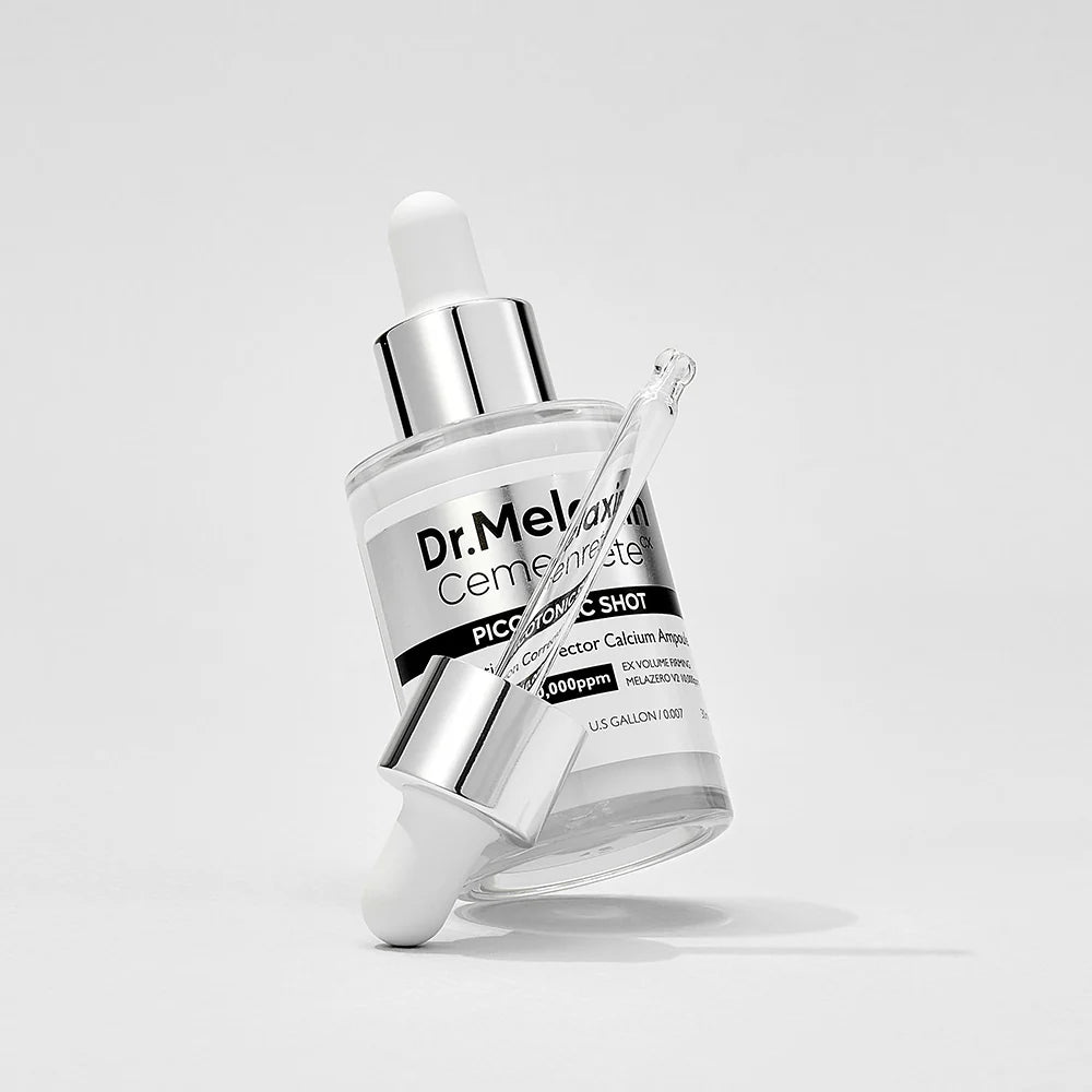 30ml Dr. Melaxin Cemenrete Picotonic Shot, an ampoule designed to reduce skin pigmentation and enhance radiance.