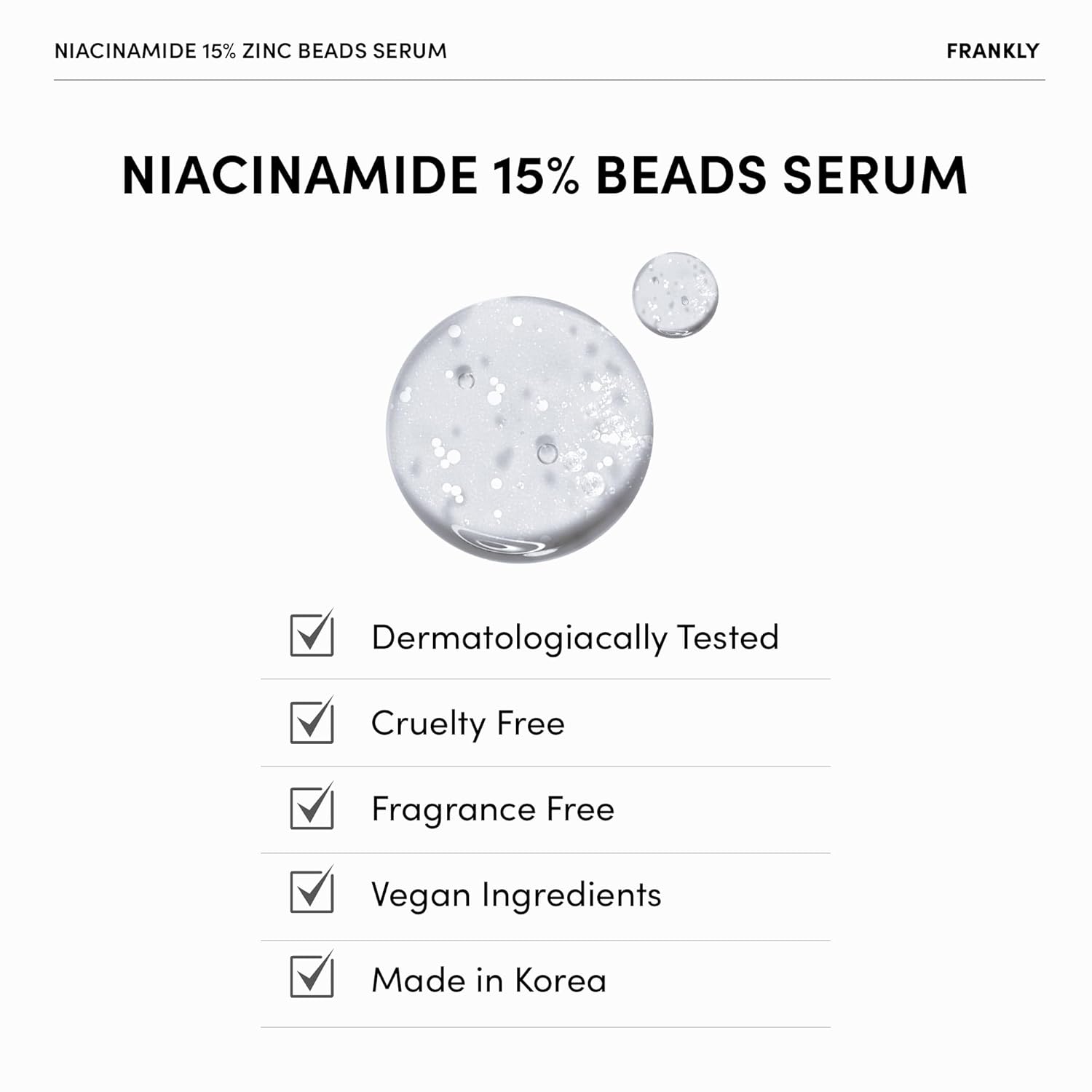 FRANKLY Niacinamide 15% Zinc Beads Serum 30ml