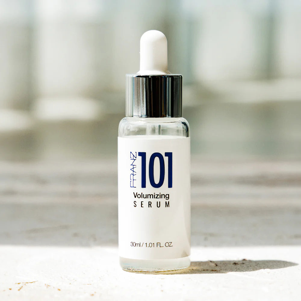 FRANZ 101 Volumizing Serum in a 30ml container, aimed at increasing hair volume and enhancing its texture.