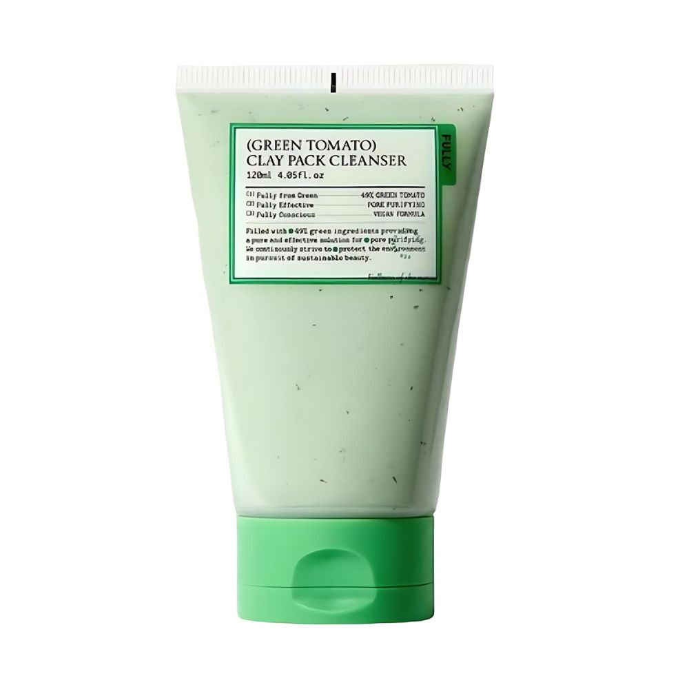 FULLY Green Tomato Clay Pack Cleanser 120ml, a purifying cleanser infused with green tomato extract and clay to deeply cleanse and detoxify the skin.