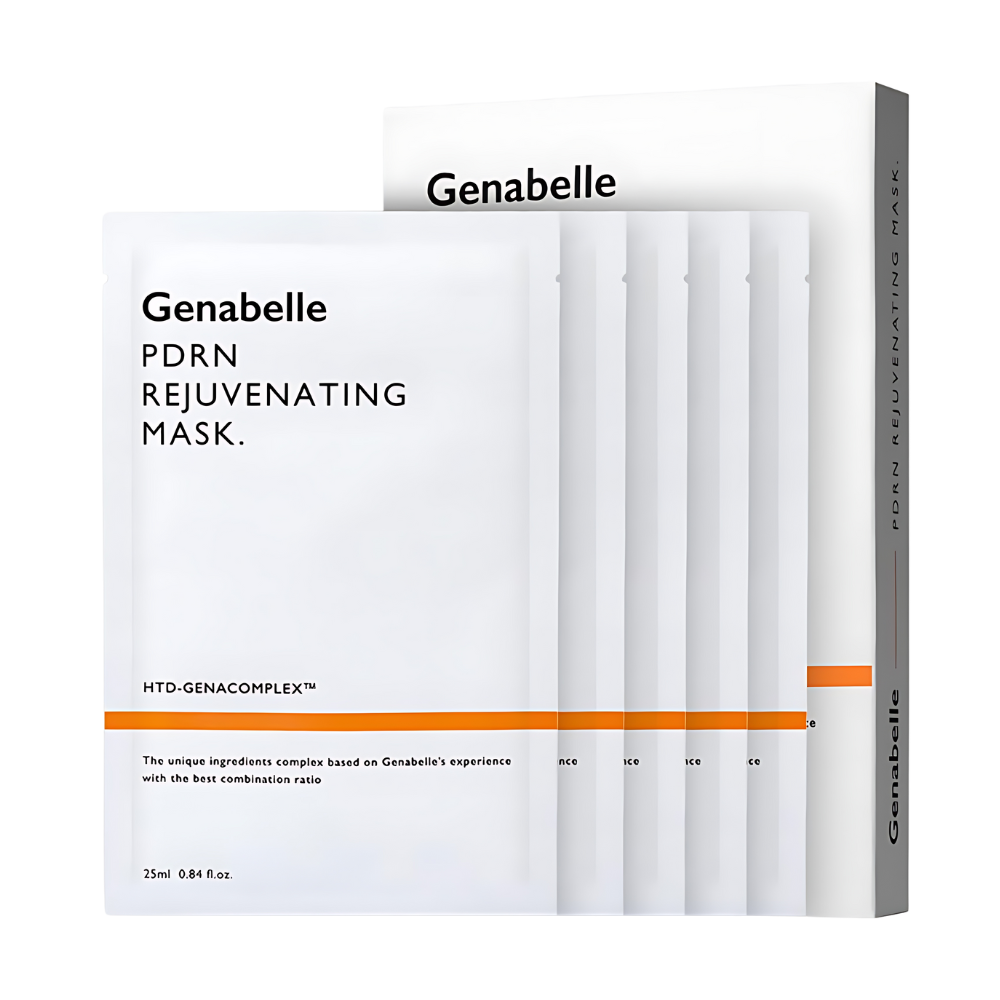 Genabelle PDRN Rejuvenating Mask Sheet 25ml 5ea 1pack: a pack of five mask sheets for rejuvenation, each containing 25ml of PDRN formula.