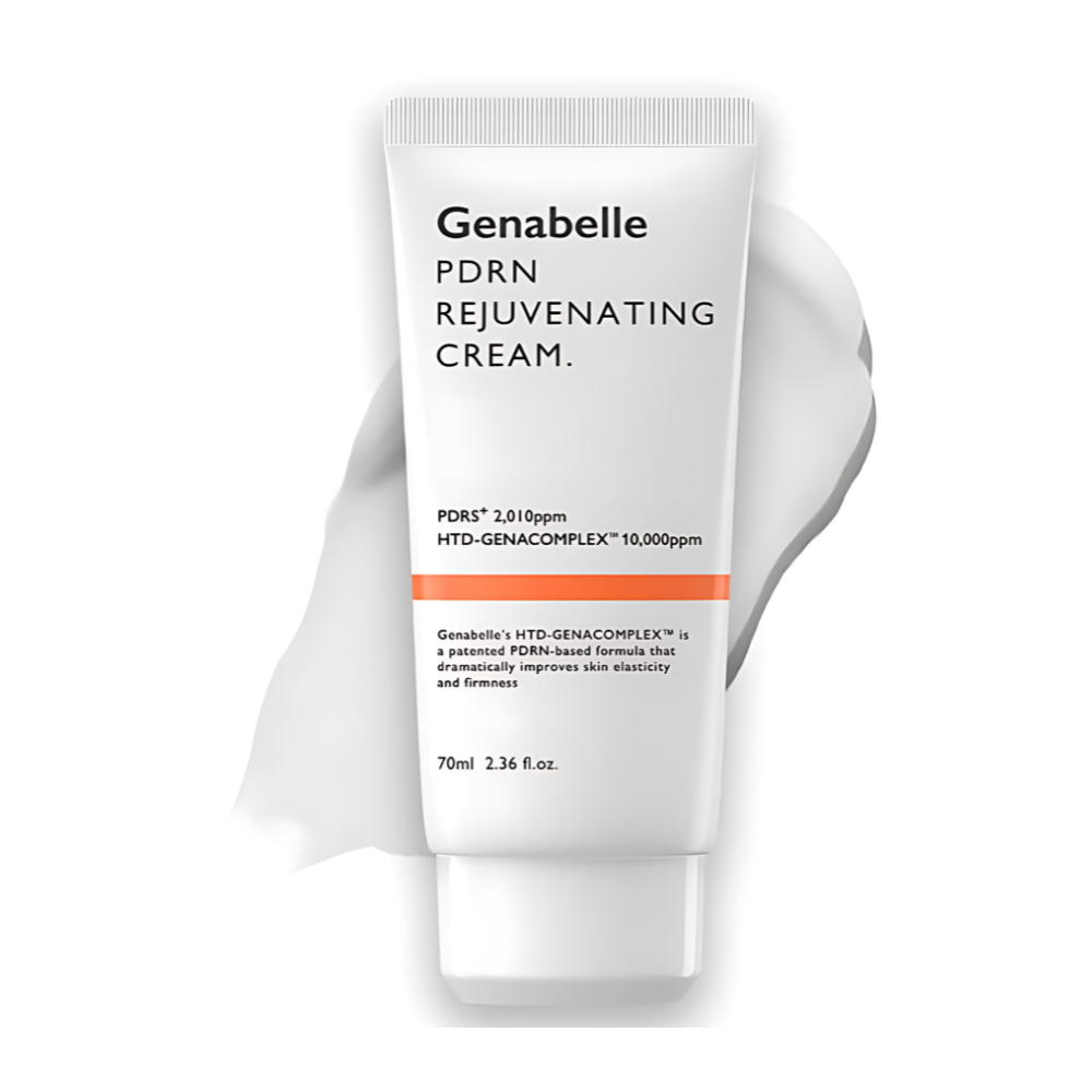 70ml Genabelle PDRN Rejuvenating Cream in a luxurious white and gold container.