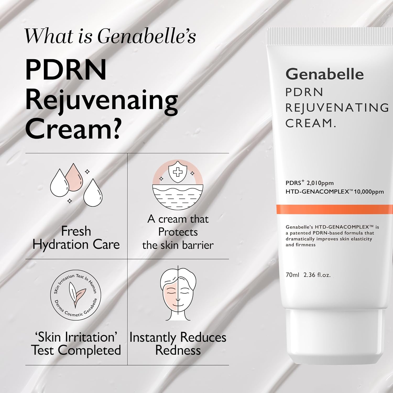 Achieve a youthful glow with Genabelle PDRN Rejuvenating Cream 70ml.